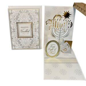 Handmade Pop-Up Hanukkah Card With Menorah & Dreidel Set of 2